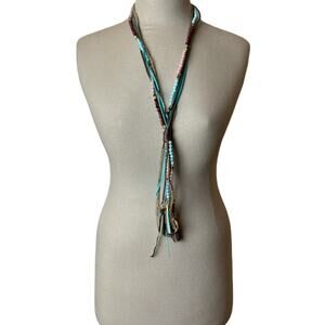 Fashion Jewelry Green Beading Gold Metal Mix Long Necklace NWT